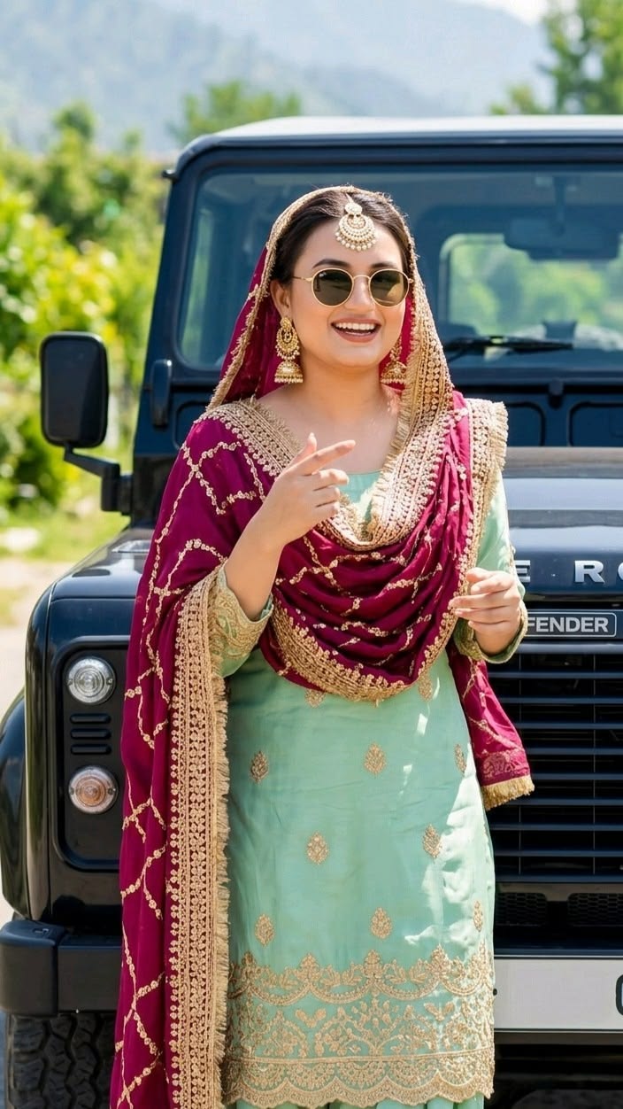 "Graceful mint green kurta set paired with a designer maroon dupatta, featured in a women casual fashion collection."